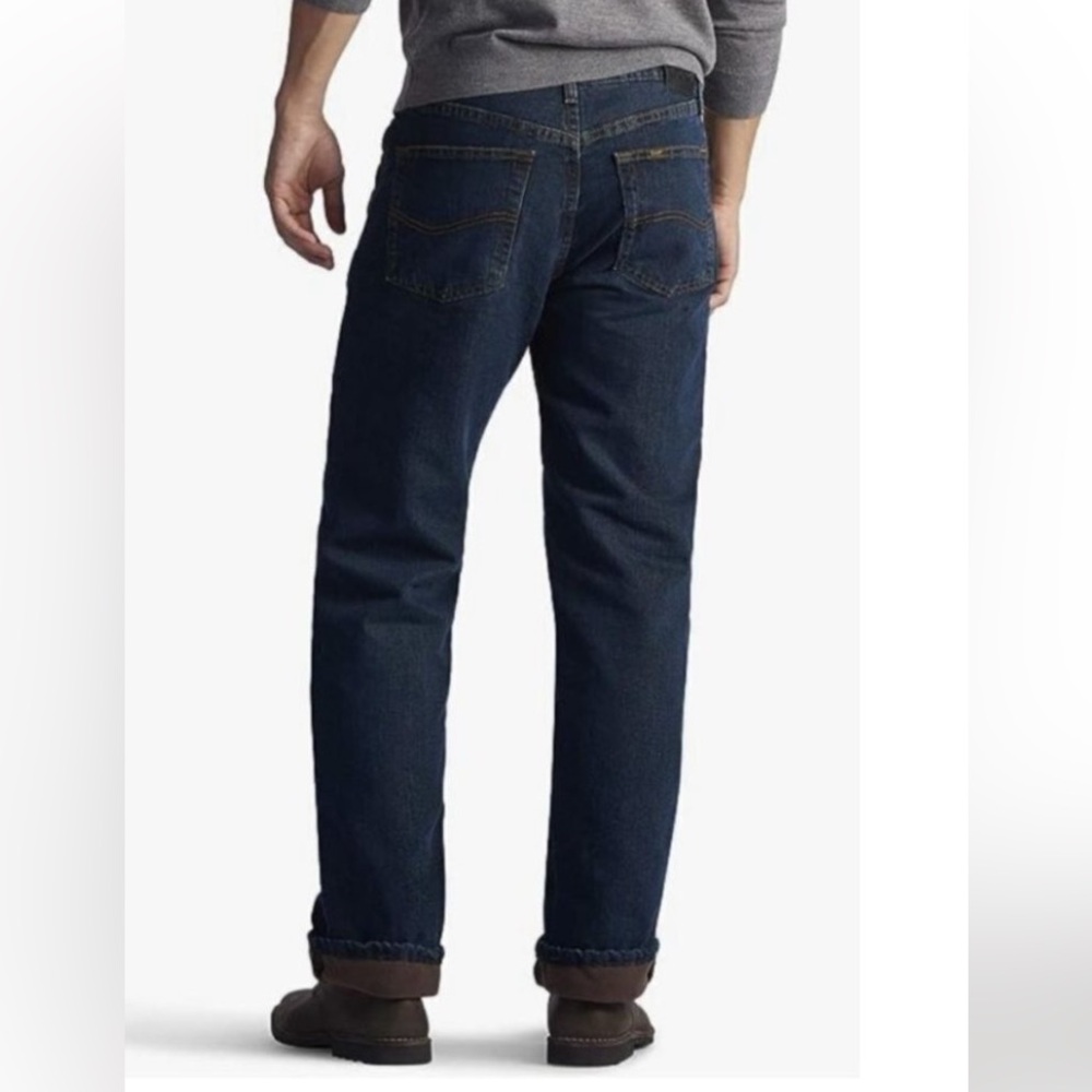 LEE Mens Fleece Lined Relaxed Fit Straight Leg Jeans 42x32